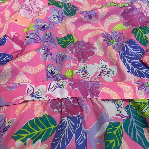 Lilly Pulitzer FLoral Pink Multicolored Robe Size Large/XL - with belt - Picture 9 of 9